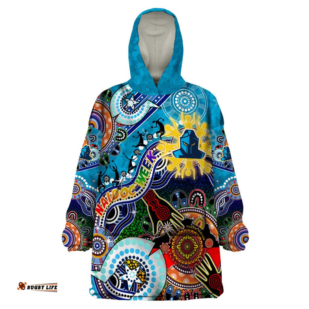 personalised titans naidoc week 2024 wearable blanket hoodie australia aboriginal dot painting dt02
