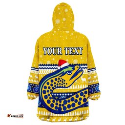 custom personalised eels rugby wearable blanket hoodie christmas parramatta gold