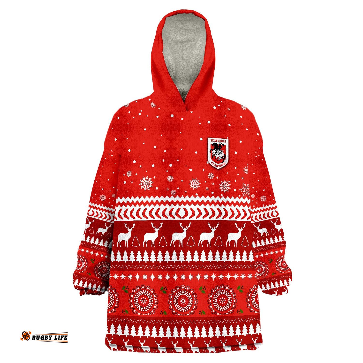 dragons christmas st george illawarra wearable blanket hoodie