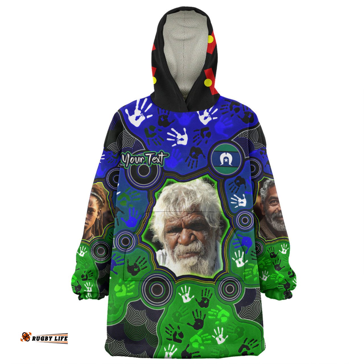 Australia Torres Strait Islands Custom Snug Hoodie - Aboriginal Dot Art Indigenous Handprints Personalised Photo Snug Hoodie