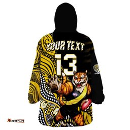 custom text and number richmond football aboriginal go the tigers mascot wearable blanket hoodie