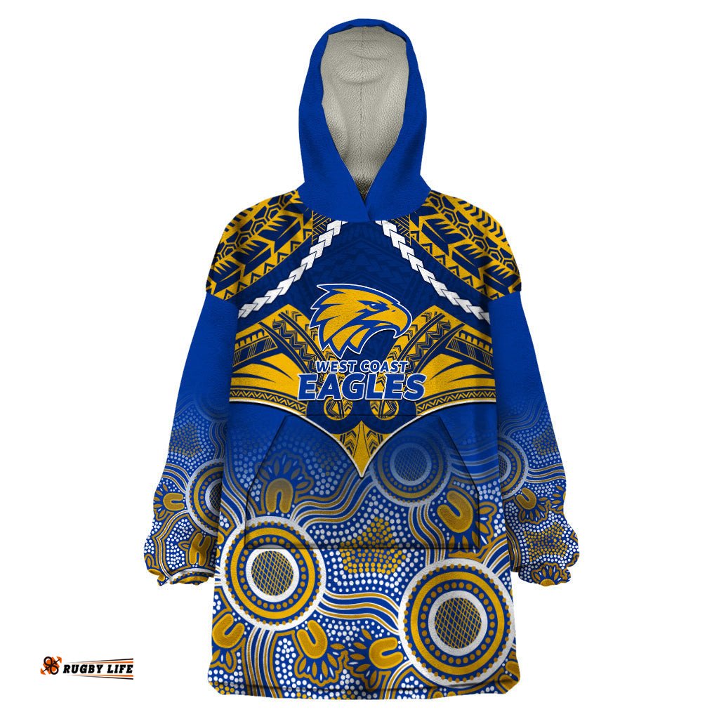 west coast football wearable blanket hoodie eagles aboriginal mix polynesian pattern