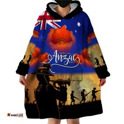 aussie anzac wearable blanket hoodie australian army poppy mix flag