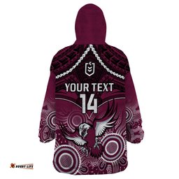 personalised sea eagles rugby wearable blanket hoodie aboriginal mix polynesian pattern
