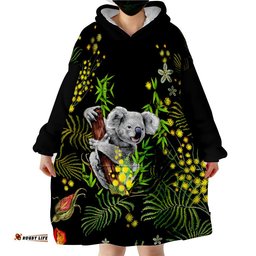custom personalised golden wattle koala australia acacia pycnantha version simple wearable blanket hoodie