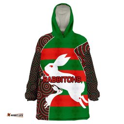 rabbitohs rugby wearable blanket hoodie aboriginal circle