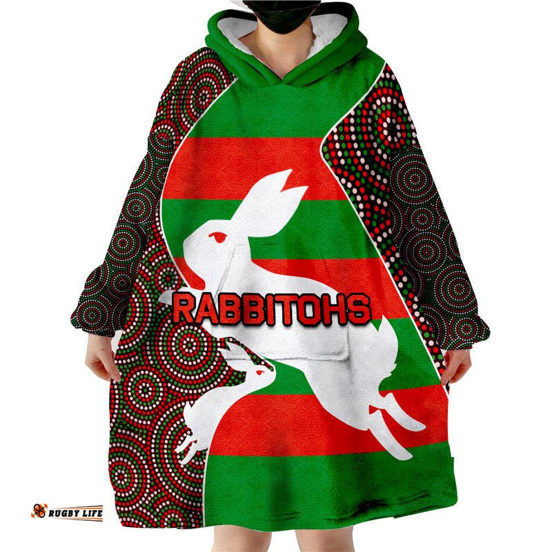 rabbitohs rugby wearable blanket hoodie aboriginal circle