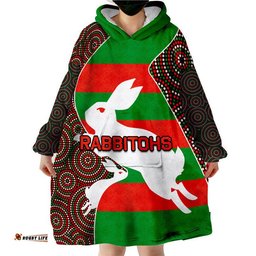 rabbitohs rugby wearable blanket hoodie aboriginal circle