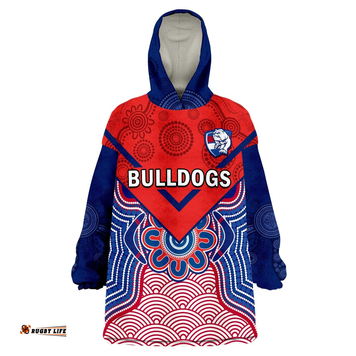 bulldogs football wearable blanket hoodie western doggies aboriginal art