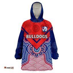 bulldogs football wearable blanket hoodie western doggies aboriginal art