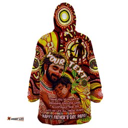 custom australia fathers day wearable blanket hoodie aboriginal father and son dt02