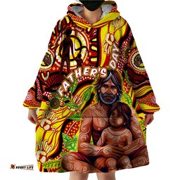 custom australia fathers day wearable blanket hoodie aboriginal father and son dt02