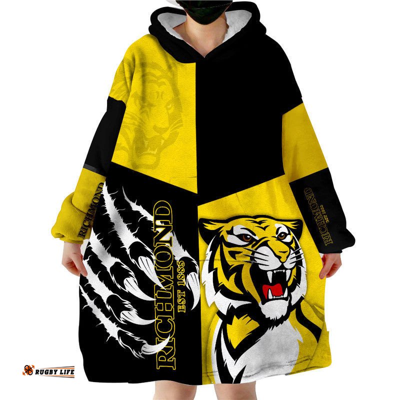 australian football league richmond claws wearable blanket hoodie