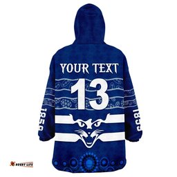 custom text and number cats indigenous football geelong wearable blanket hoodie