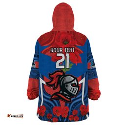 custom knights rugby anzac wearable blanket hoodie novocastrians gallipoli soldier with aboriginal art