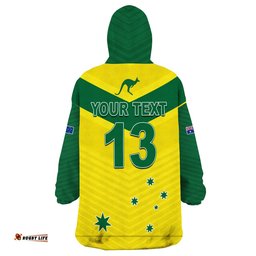 custom text and number australia cricket wearable blanket hoodie go aussie champions