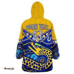 custom text and number eels rugby polynesian tapa pattern premiers wearable blanket hoodie
