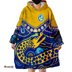 custom text and number eels rugby polynesian tapa pattern premiers wearable blanket hoodie
