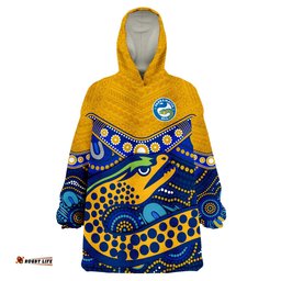 custom text and number eels rugby polynesian tapa pattern premiers wearable blanket hoodie