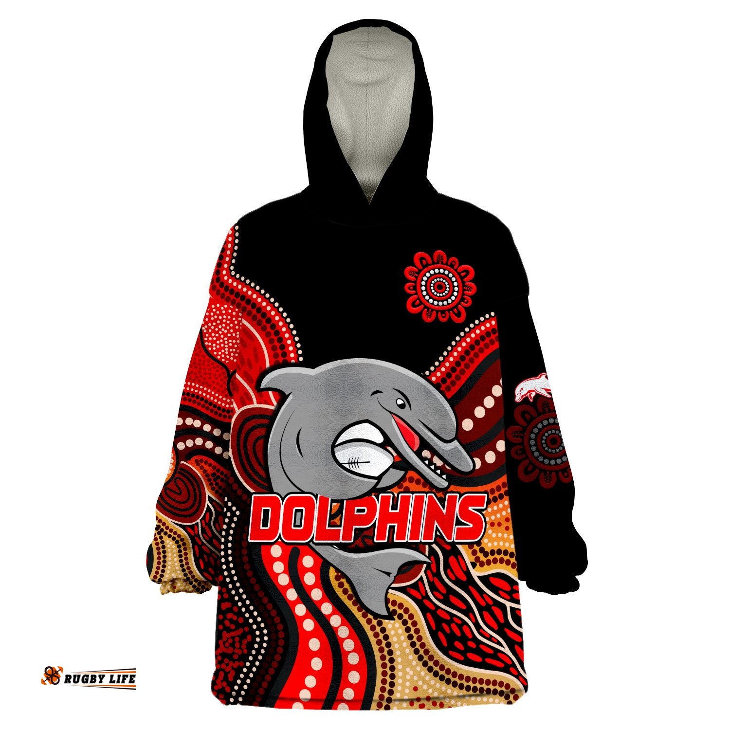 custom personalised dolphins rugby aboriginal new history starts now wearable blanket hoodie