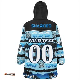 Cronulla-Sutherland Sharks Snug Hoodie - Tropical Hibiscus and Coconut Trees