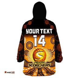 custom text and number perth scorchers wearable blanket hoodie gradient aboriginal dot painting