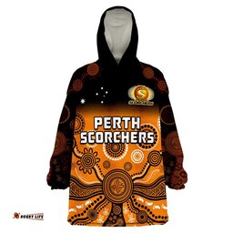 custom text and number perth scorchers wearable blanket hoodie gradient aboriginal dot painting