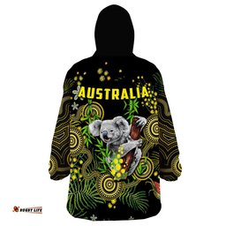 golden wattle australia acacia pycnantha mix aboriginal wearable blanket hoodie
