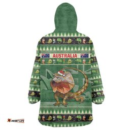 aussie frilled lizard wearable blanket hoodie merry christmas