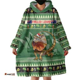 aussie frilled lizard wearable blanket hoodie merry christmas