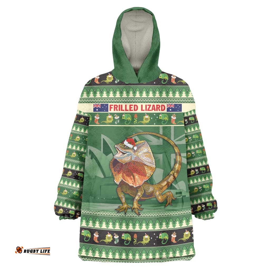 aussie frilled lizard wearable blanket hoodie merry christmas