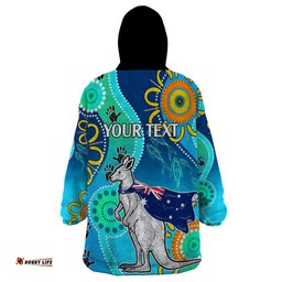 personalised australia kangaroo wearable blanket hoodie aboriginal tribal art stylization