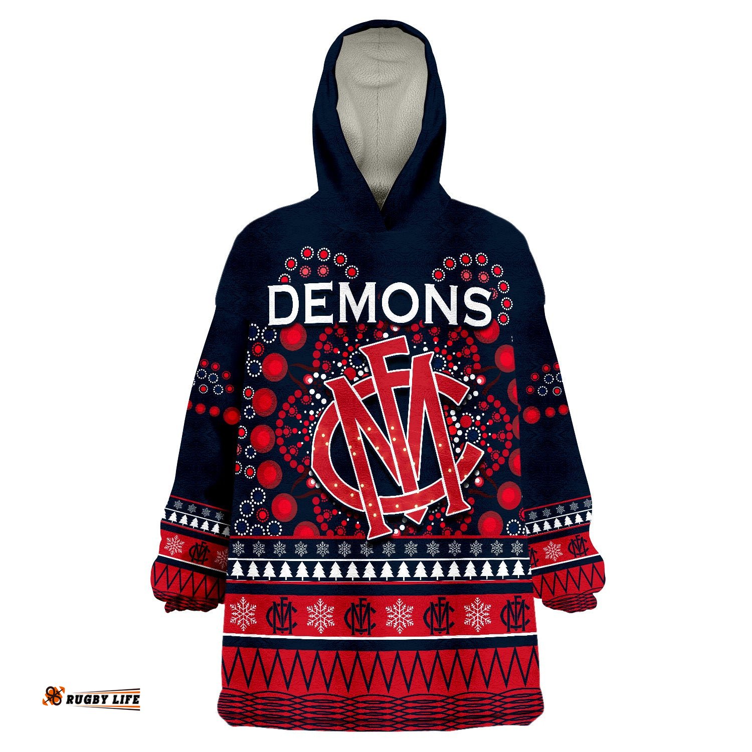 demons merry christmas melbourne football indigenous wearable blanket hoodie