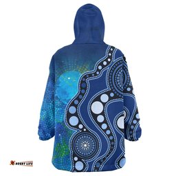 Australia Aboriginal Inspired Snug Hoodie - Australia Indigenous Flag Circle Dot Painting Art Oodie (Blue)