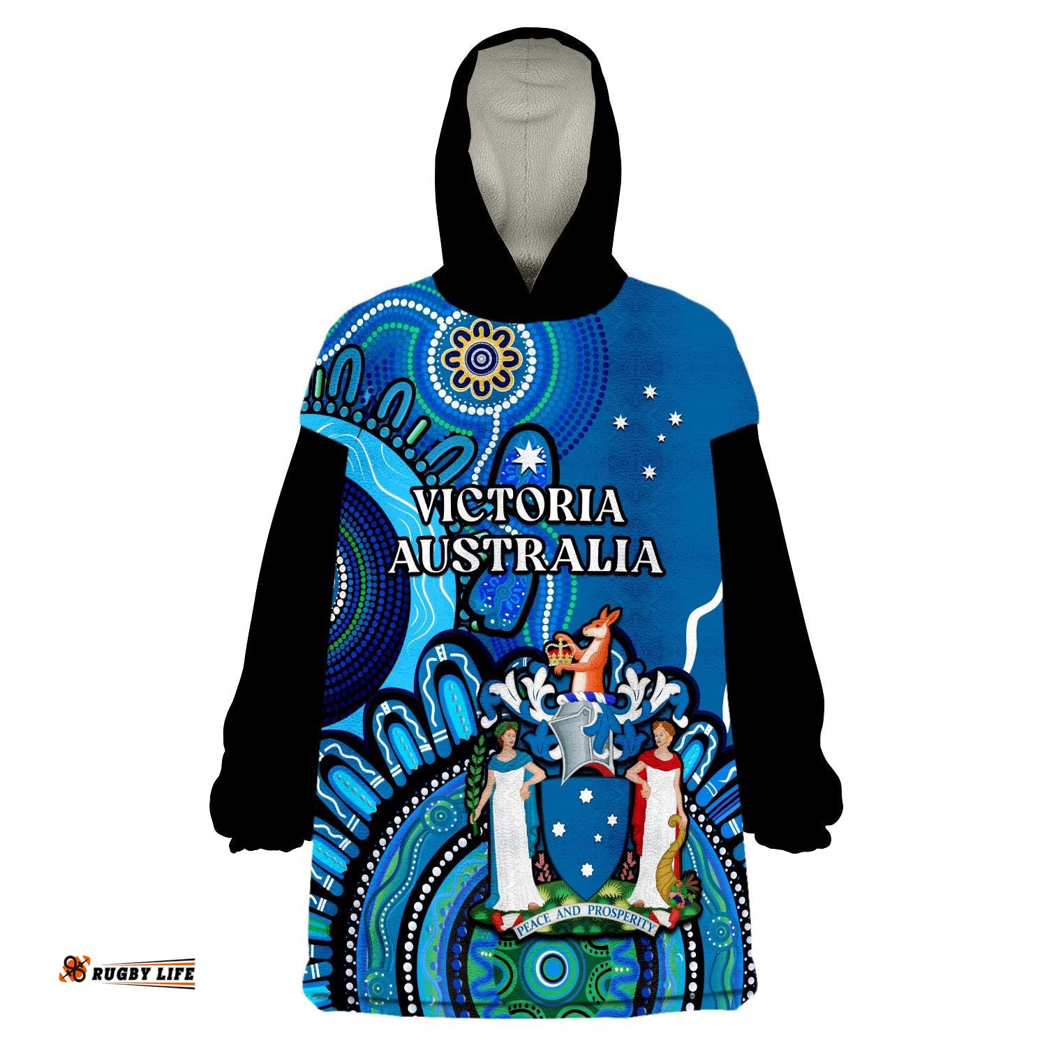 custom personalised victoria state wearable blanket hoodie australian indigenous art