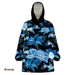 custom text and number adelaide strikers cricket wearable blanket hoodie aboriginal art mix tropical flowers