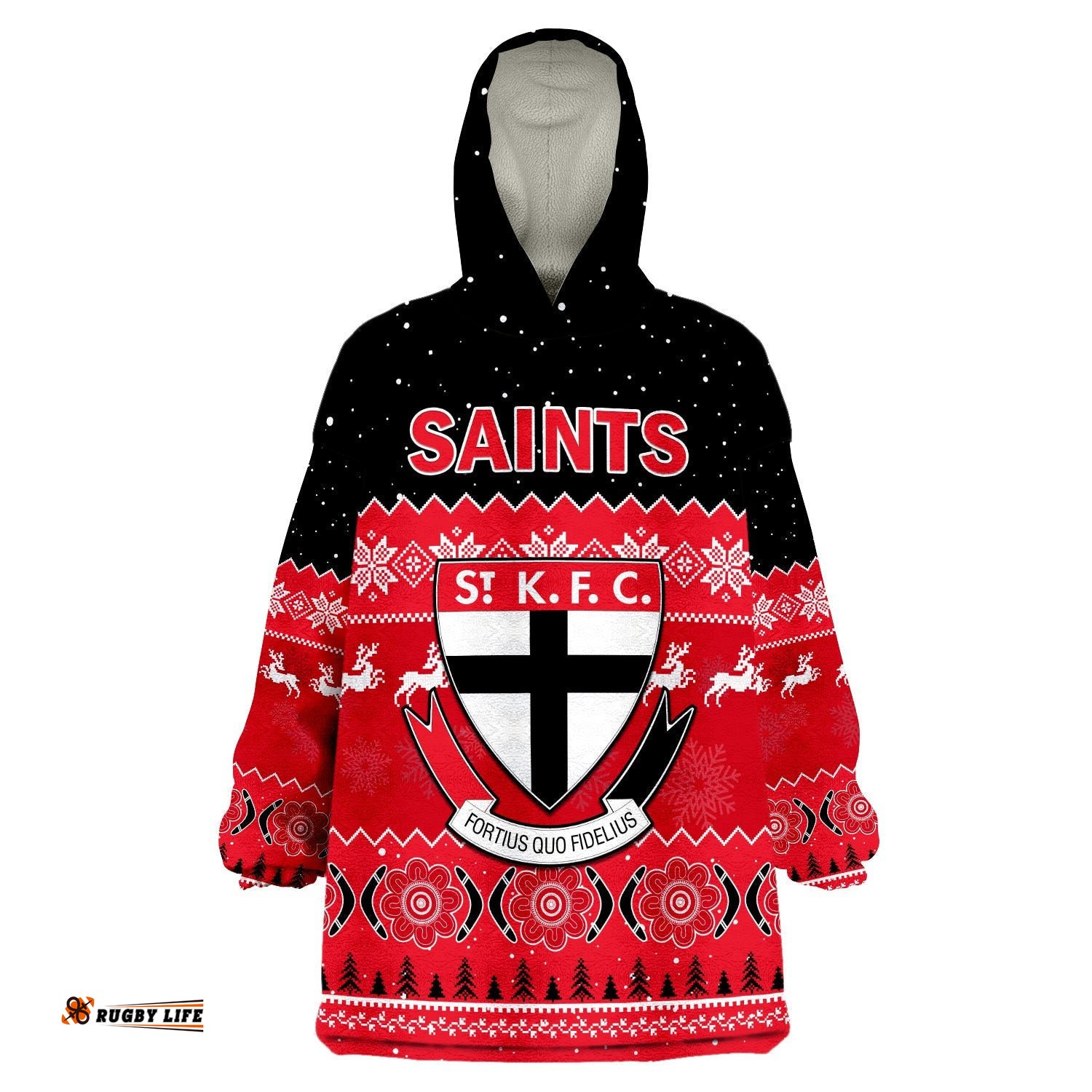 st kilda football wearable blanket hoodie saints indigenous merry christmas