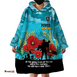 custom port adelaide football anzac wearable blanket hoodie gallipoli camouflage with poppies