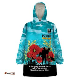 custom port adelaide football anzac wearable blanket hoodie gallipoli camouflage with poppies
