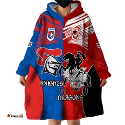nrl dragons and knights sporty style wearable blanket hoodie