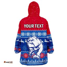custom personalised western bulldogs football wearable blanket hoodie dogs indigenous merry christmas