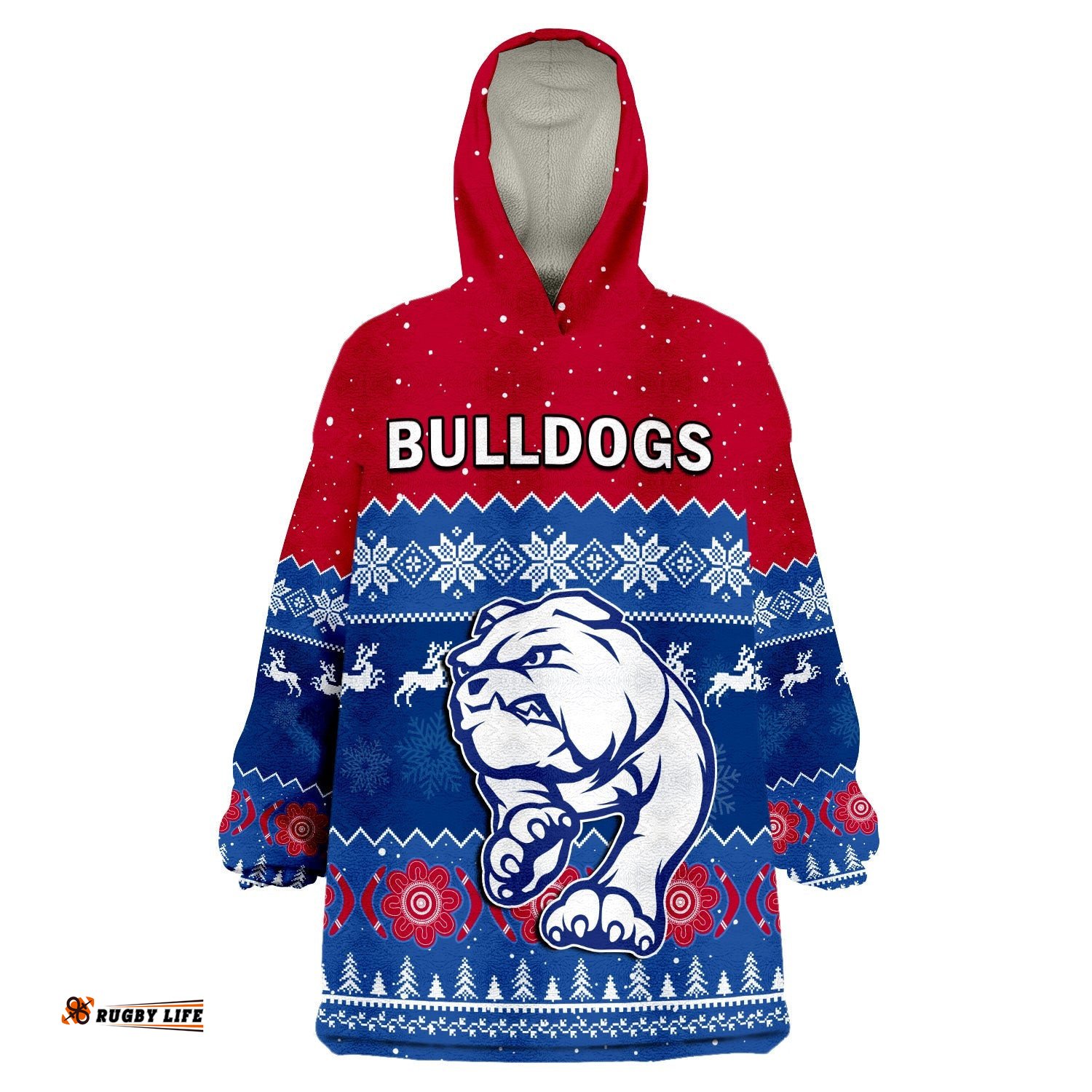 custom personalised western bulldogs football wearable blanket hoodie dogs indigenous merry christmas