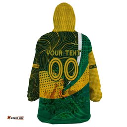 personalised matildas australia soccer wearable blanket hoodie aboriginal dot painting dt02