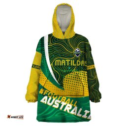 personalised matildas australia soccer wearable blanket hoodie aboriginal dot painting dt02