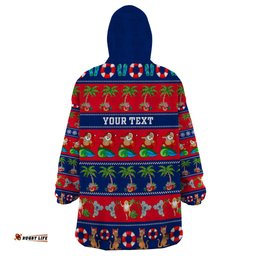 personalised australia christmas wearable blanket hoodie aussie santa claus beach xmas vibes