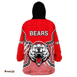 north sydney rugby wearable blanket hoodie bears 1908 indigenous pattern