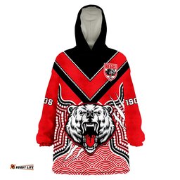 north sydney rugby wearable blanket hoodie bears 1908 indigenous pattern