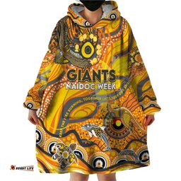 custom naidoc week 2024 giants wearable blanket hoodie aboriginal animals keep the fire burning dt02