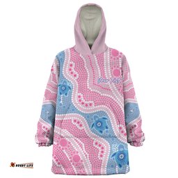 Australia Turtles Aboriginal Custom Snug Hoodie - Dreamtime River And Turtles Dot Art Painting Pink Snug Hoodie