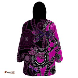 aboriginal dragonfly wearable blanket hoodie pink style